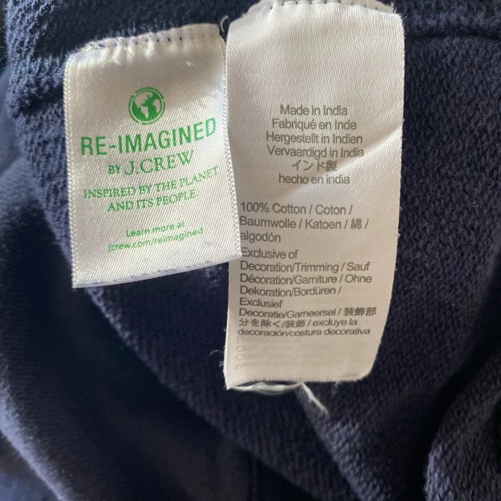 J.Crew Apres Ski Sweatshirt Women’s L‎ Navy Embroidered Pullover 100% Cotton